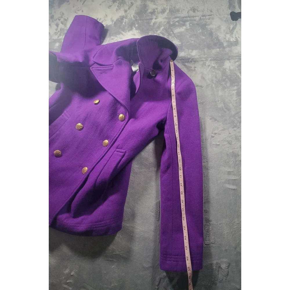 J. Crew Peacoat Jacket Womens 4 Wool Blend Double Breasted Purple - Picture 7 of 11